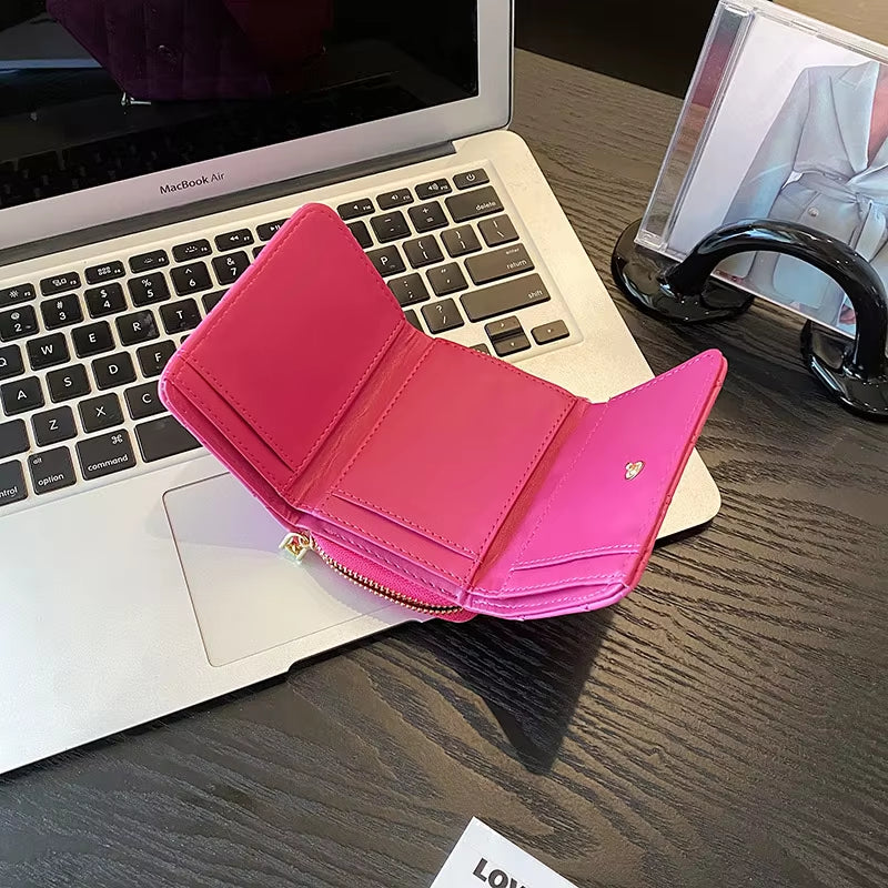 New Fashion Cute Ladies Three Fold Small Wallets Leisure Travel Coin Purses Women PU Leather Multi Card Wallet