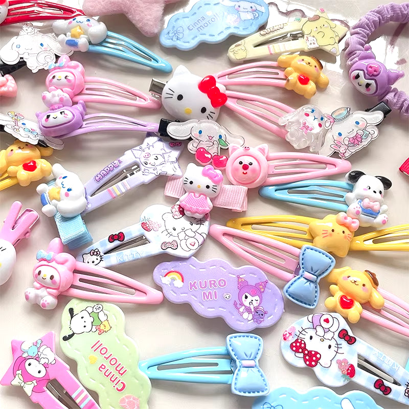 21Pcs Y2K Hello Kitty Hair Clip Barrette Hair Clip Hello Kitty 50 Anniversary for Girls Kawaii Hellokitty Accessories