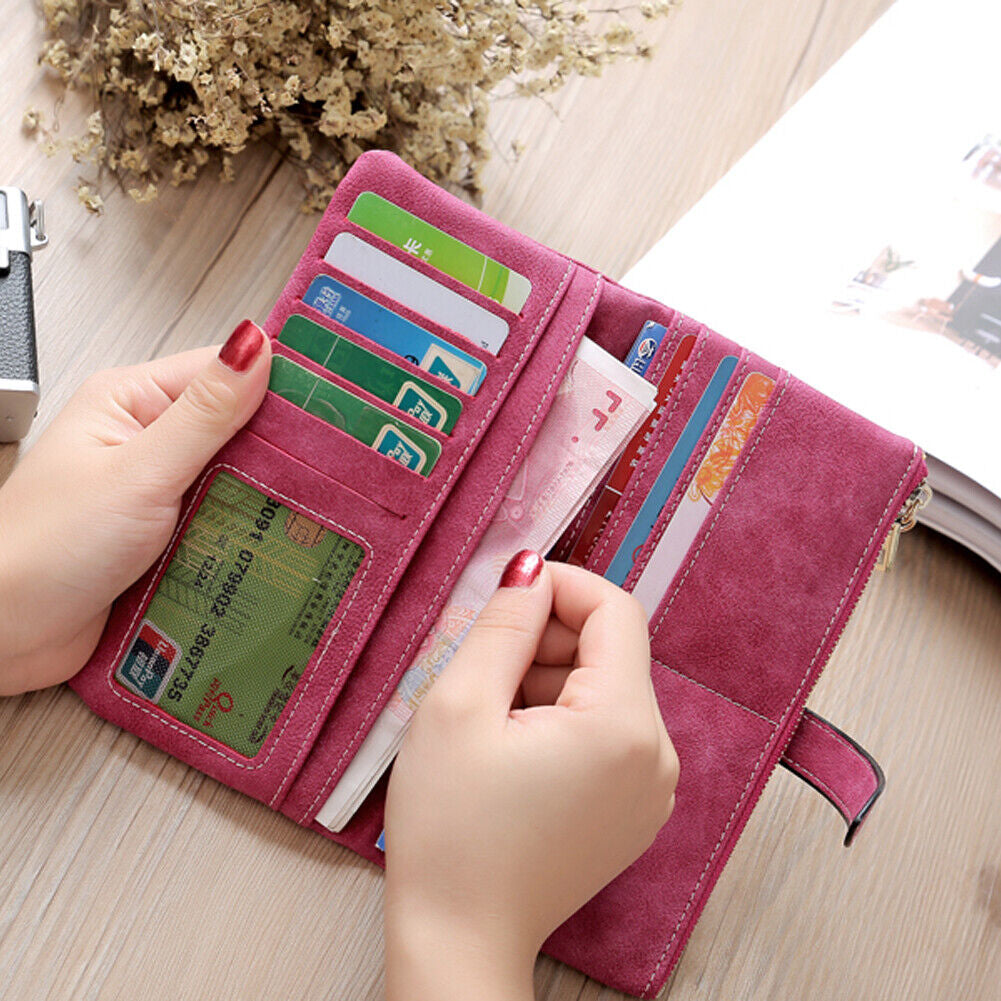 Women Long Wallet Clutch Leather Card Holder Pocket Handbag Slim Purse Bag Gift