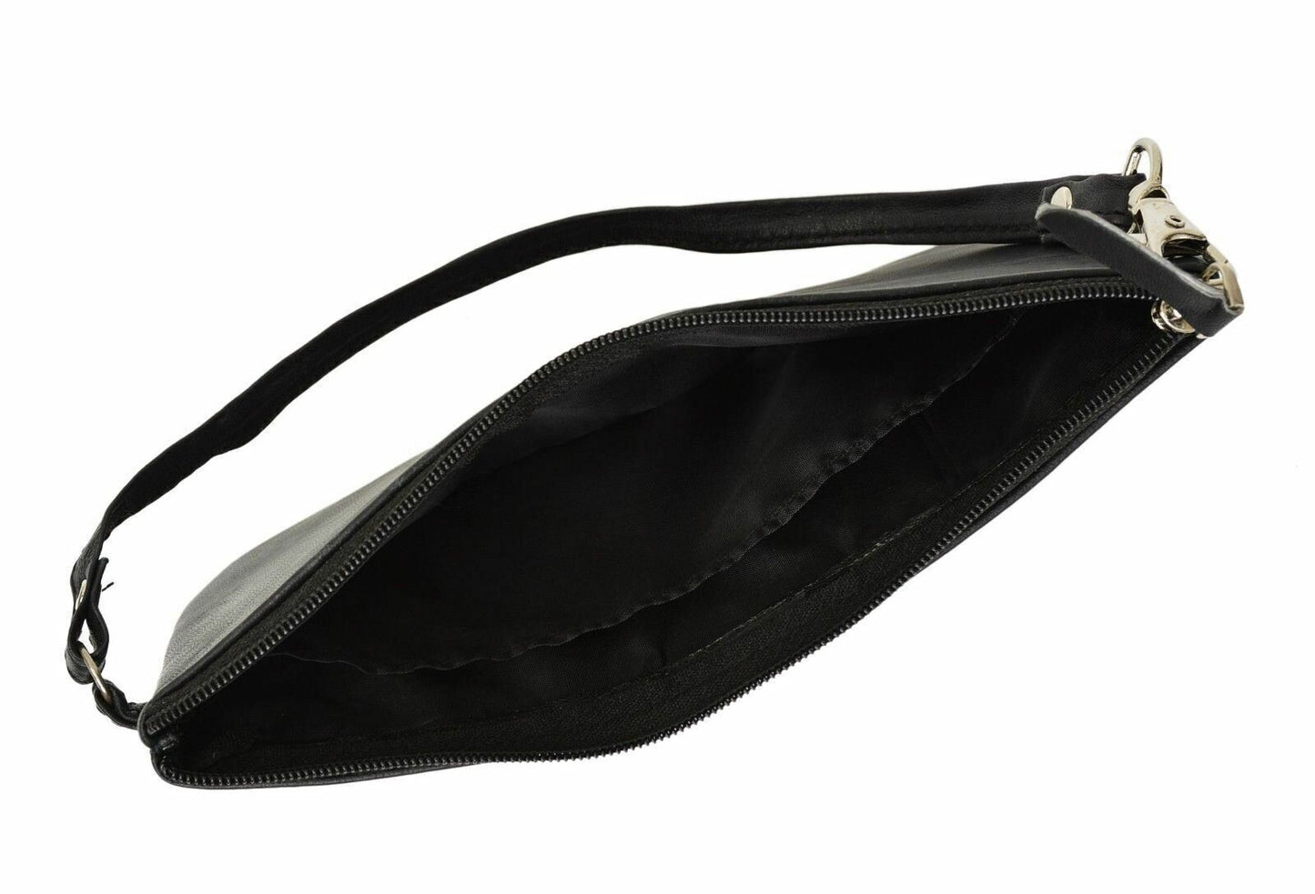 RFID Safe Soft-Sided Premium Leather Zippered Wristlet Wallet.