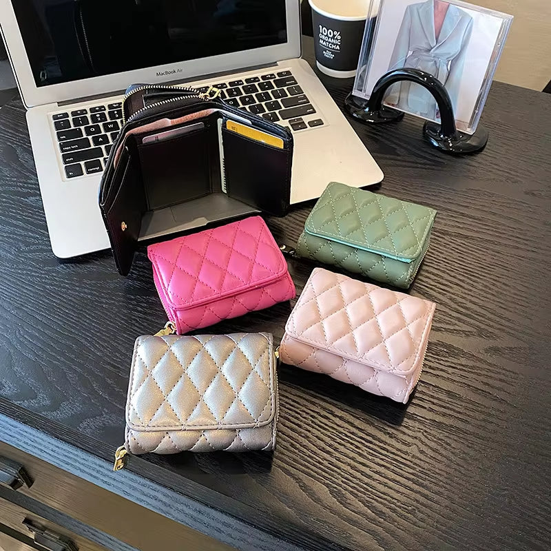 New Fashion Cute Ladies Three Fold Small Wallets Leisure Travel Coin Purses Women PU Leather Multi Card Wallet