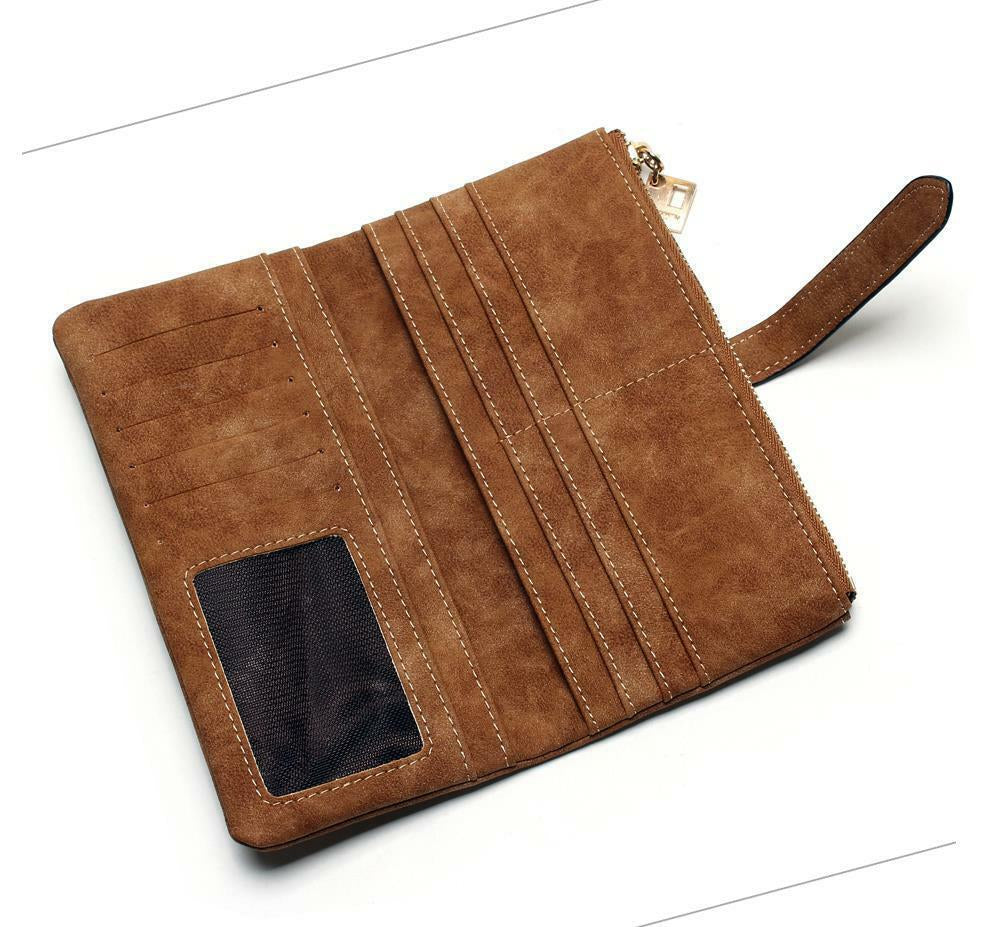Womens Suede Leather Long Wallet Clutch Card Cash Holder Phone Purse Handbag Bag