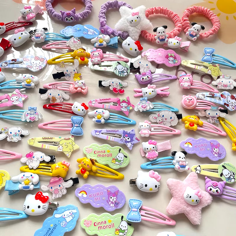 21Pcs Y2K Hello Kitty Hair Clip Barrette Hair Clip Hello Kitty 50 Anniversary for Girls Kawaii Hellokitty Accessories