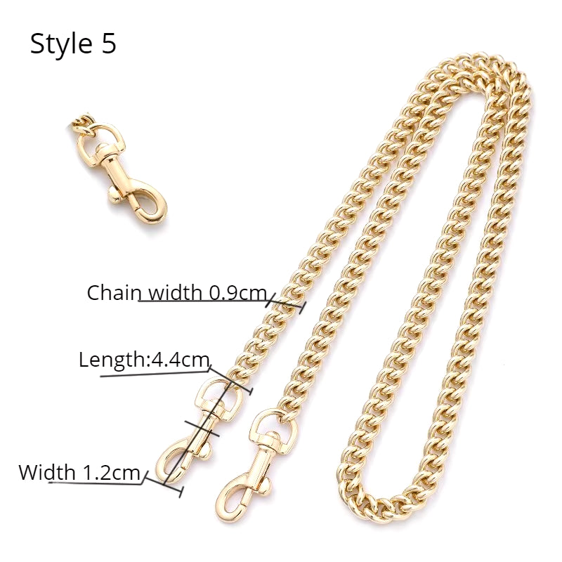 Golden Bag Chain Accessories Metal Extension Chains Underarm Crossbody Shoulder Belt Replacement Bags Strap for Women'S Bag