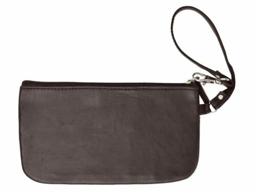 RFID Safe Soft-Sided Premium Leather Zippered Wristlet Wallet.