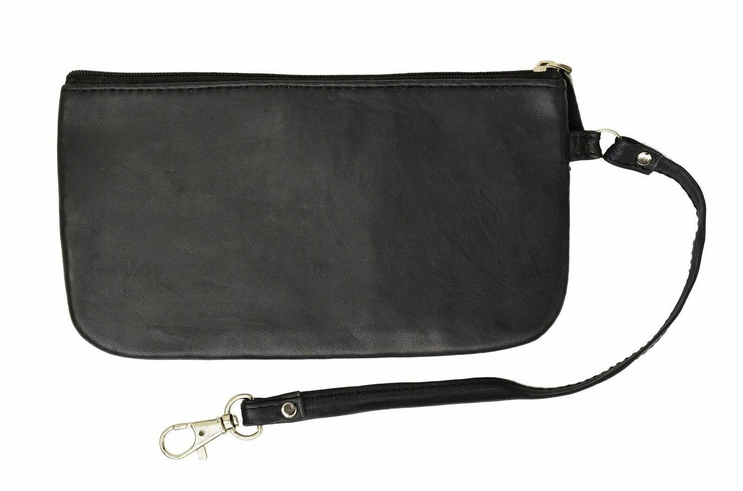 RFID Safe Soft-Sided Premium Leather Zippered Wristlet Wallet.