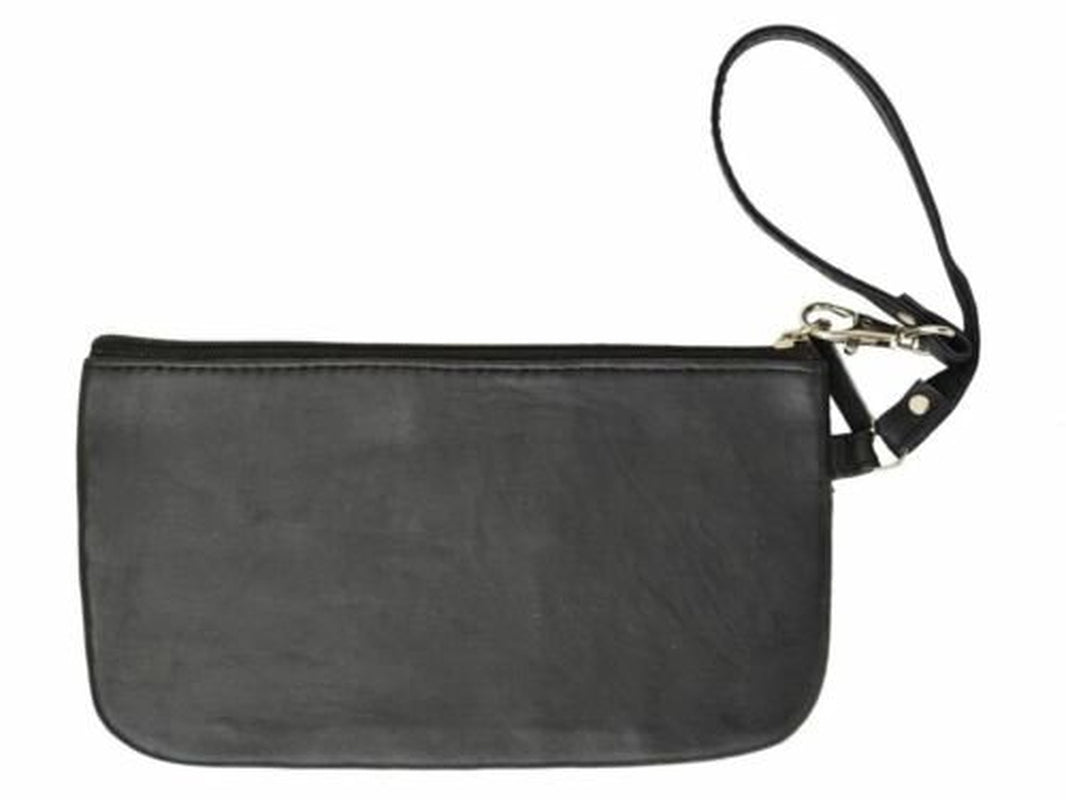 RFID Safe Soft-Sided Premium Leather Zippered Wristlet Wallet.