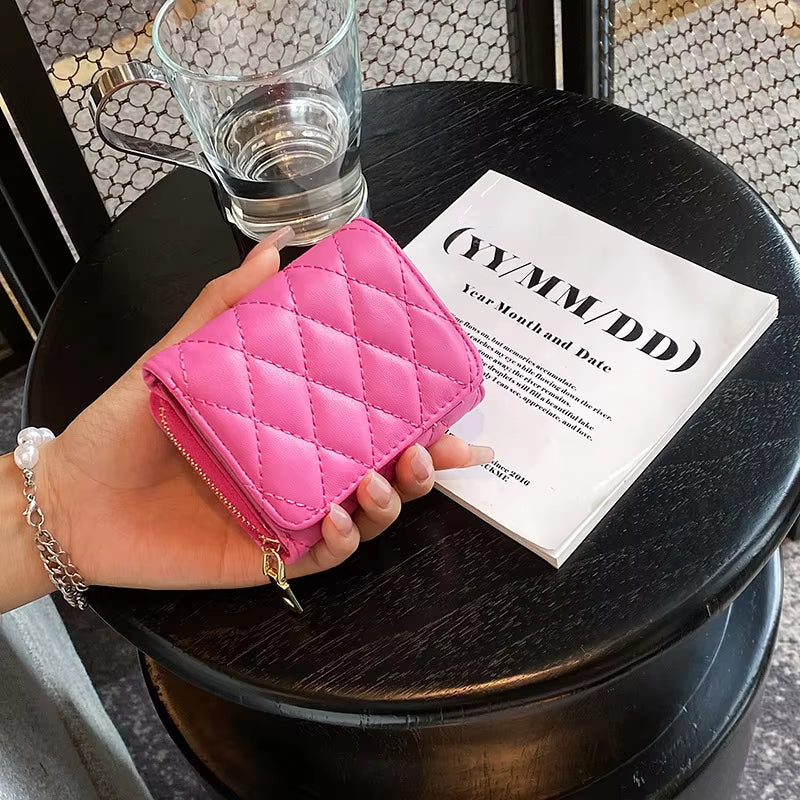New Fashion Cute Ladies Three Fold Small Wallets Leisure Travel Coin Purses Women PU Leather Multi Card Wallet