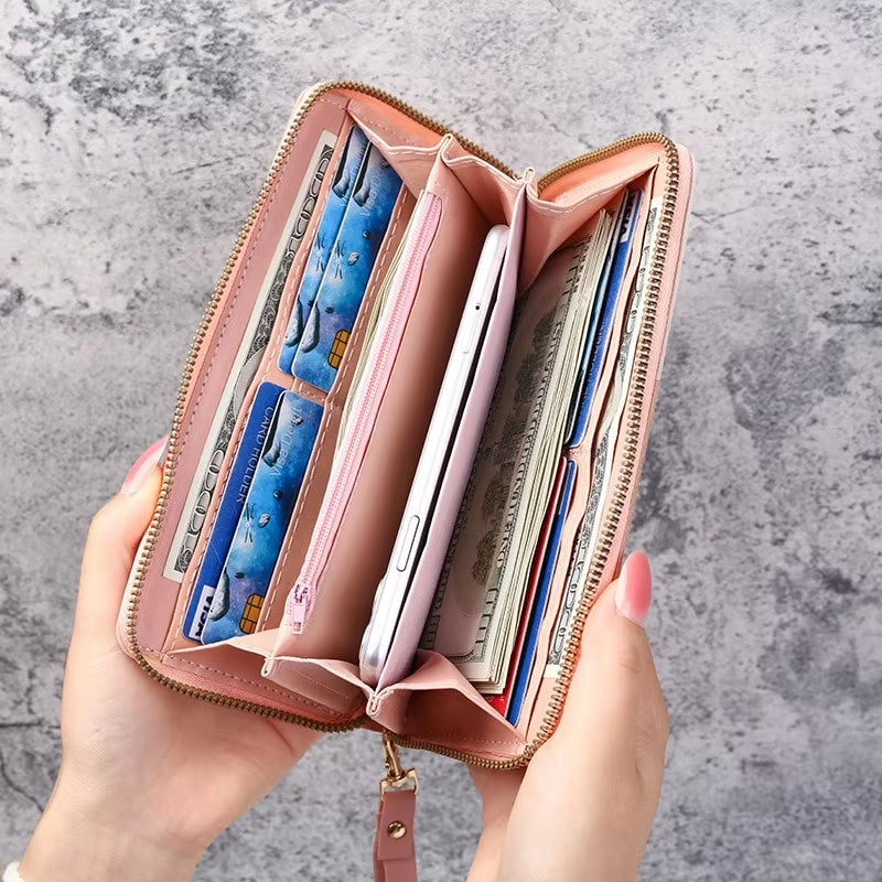New Fashionable Japanese and Korean Large Capacity Zipper Wallet Long Wallet for Women Handheld Bag for Women
