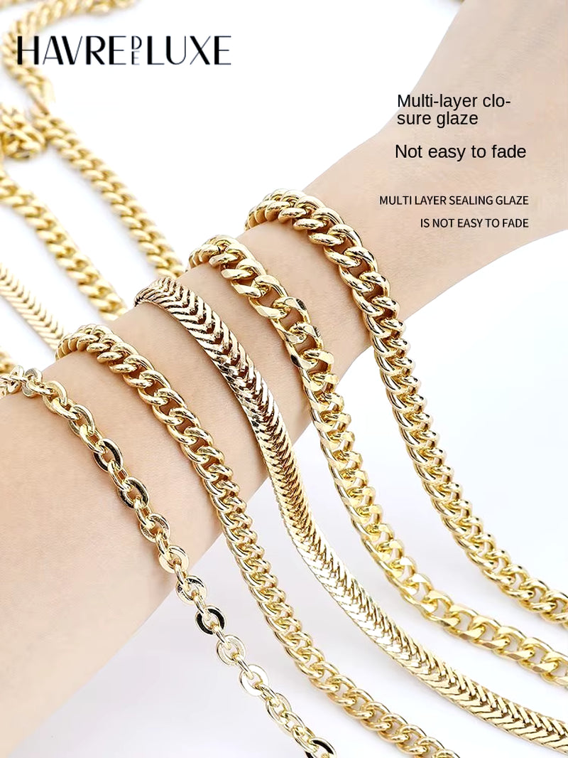 Golden Bag Chain Accessories Metal Extension Chains Underarm Crossbody Shoulder Belt Replacement Bags Strap for Women'S Bag