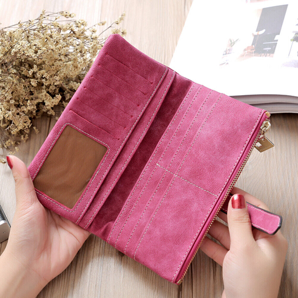 Women Long Wallet Clutch Leather Card Holder Pocket Handbag Slim Purse Bag Gift