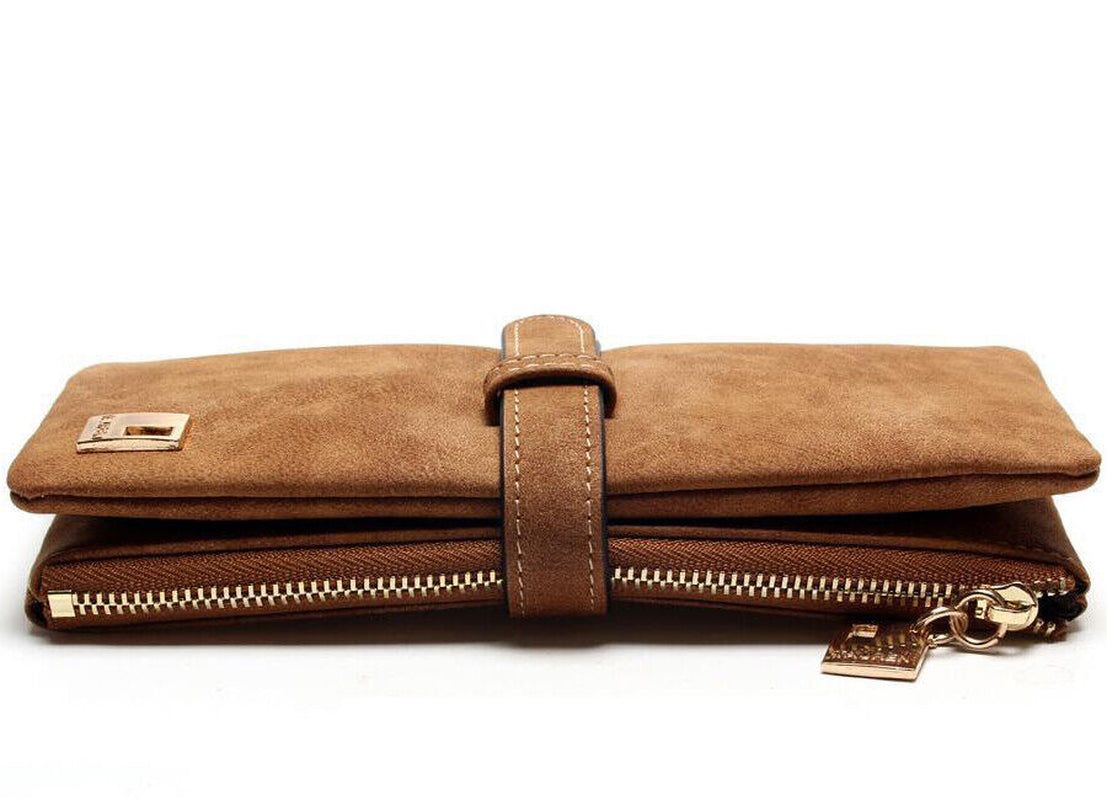 Womens Suede Leather Long Wallet Clutch Card Cash Holder Phone Purse Handbag Bag
