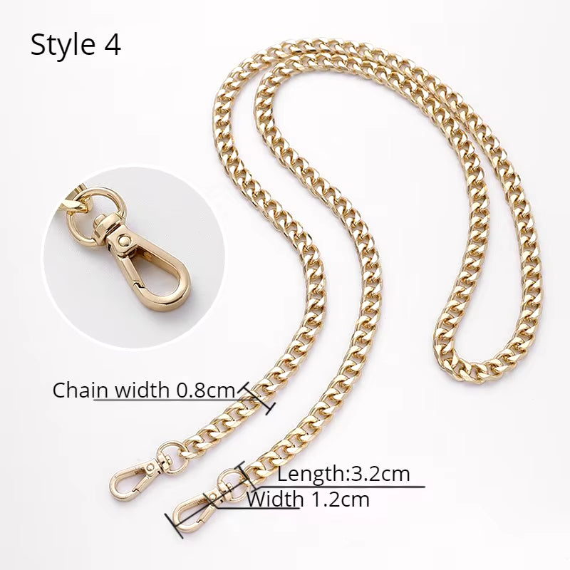 Golden Bag Chain Accessories Metal Extension Chains Underarm Crossbody Shoulder Belt Replacement Bags Strap for Women'S Bag