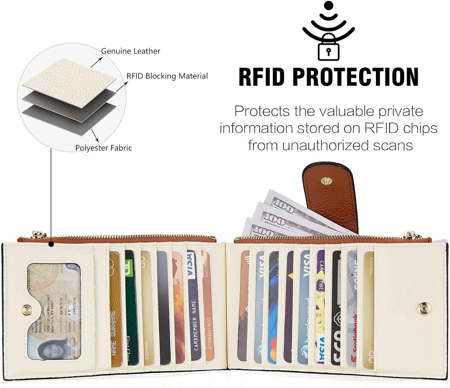 BOSTANTEN Leather Wallets for Women RFID Blocking Slim Bofild Purse Card Holder