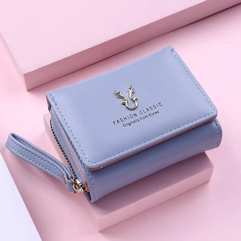 Luxury Brand Women'S Small Wallet Female Card Holder Short Wallets with Coin Purse for Woman Ladies PU Leather Hasp Mini Clutch