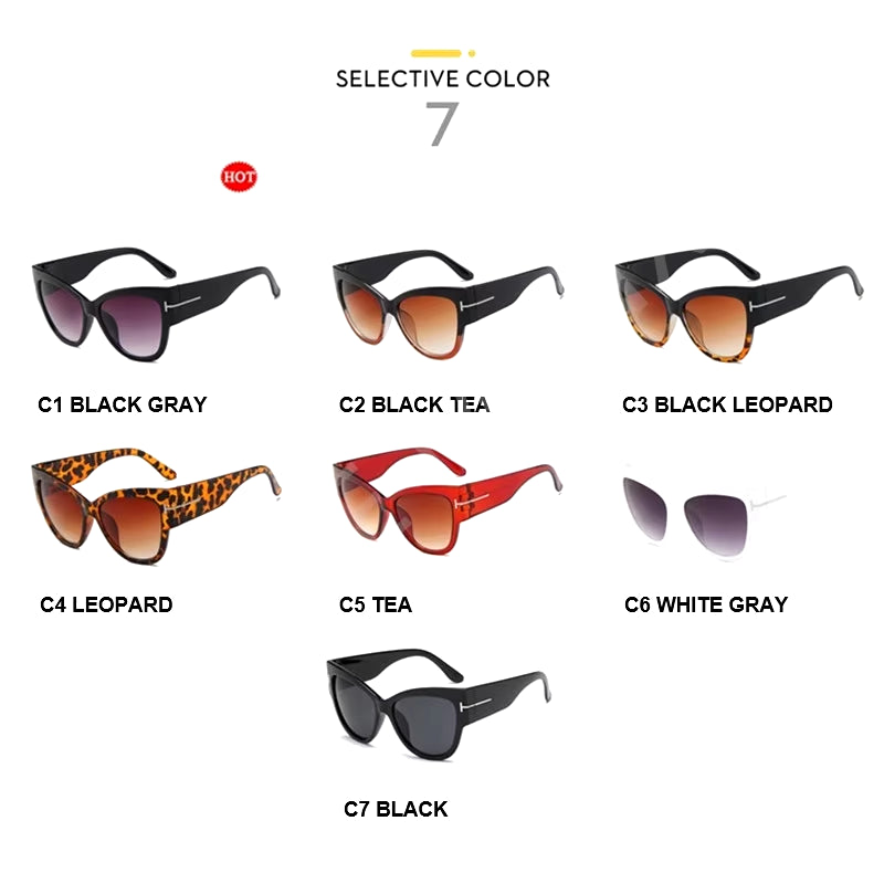 Women Sunglasses New Fashion Brand Designer Cat Eye Female Gradient Points Sun Glasses Big Oculos Feminino De Sol UV400