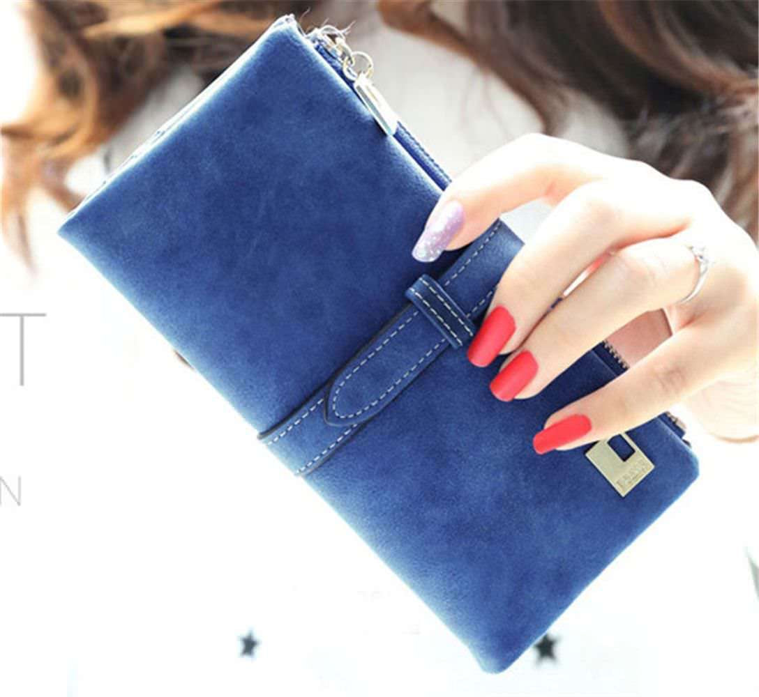 Womens Ladies Suede Leather Clutch Wallet Long Card Holder Case Purse Handbag US