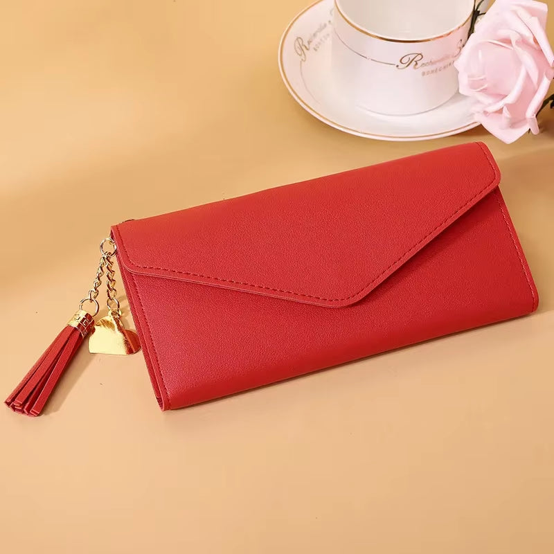 2024 Fashion Women Wallets Simple Zipper Purses Black White Gray Red Long Section Clutch Wallet Soft PU Leather Money Bag