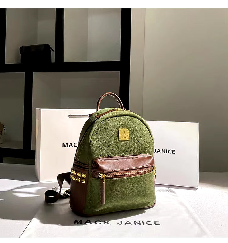 Autumn Floral Cowhide Genuine Leather Fashion Backpack High Quality Women'S Handbag Shoulder Bag Lady Purse Female Casual Bag