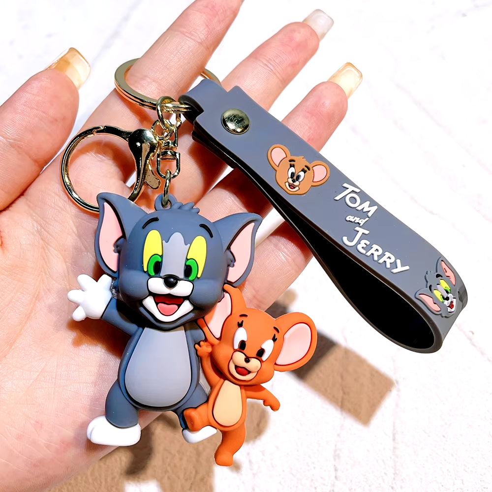Tom and Jerry Anime Cartoon Ornament Keychain Car Key Bag Pendant Cute Cat and Mouse Action Doll Collectibles Kids Gift Toys
