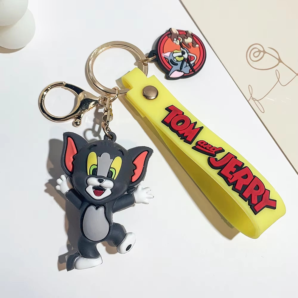 Tom and Jerry Anime Cartoon Ornament Keychain Car Key Bag Pendant Cute Cat and Mouse Action Doll Collectibles Kids Gift Toys