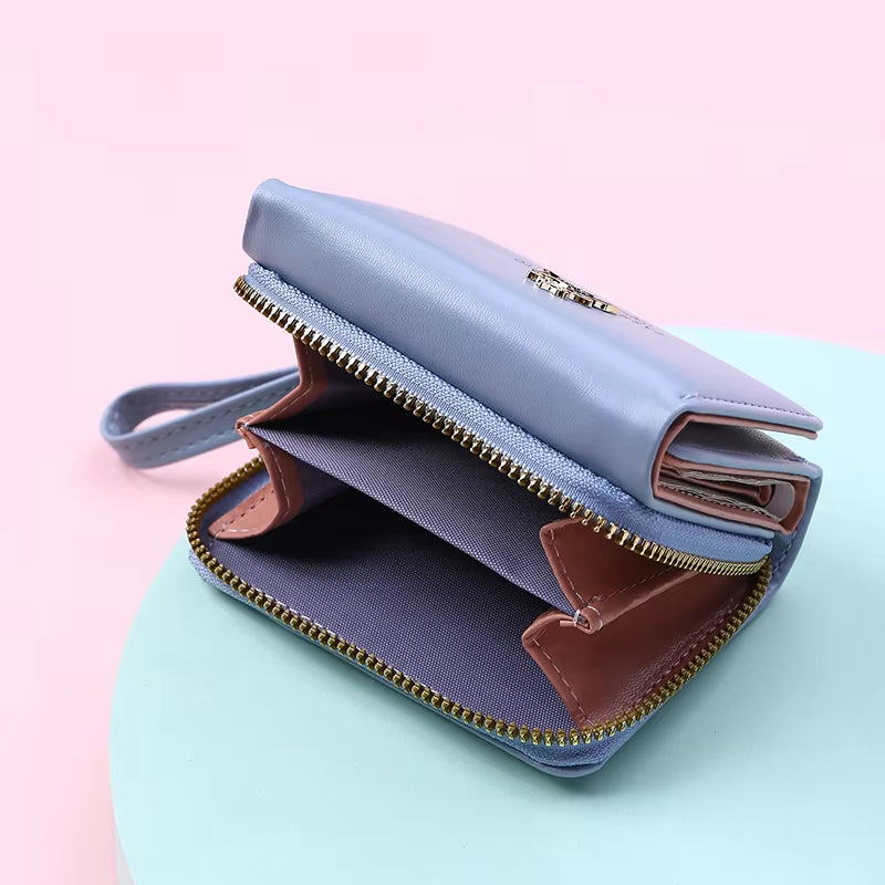 Luxury Brand Women'S Small Wallet Female Card Holder Short Wallets with Coin Purse for Woman Ladies PU Leather Hasp Mini Clutch