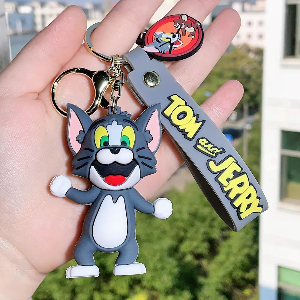 Tom and Jerry Anime Cartoon Ornament Keychain Car Key Bag Pendant Cute Cat and Mouse Action Doll Collectibles Kids Gift Toys