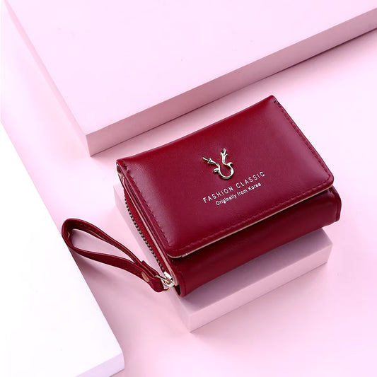 Luxury Brand Women'S Small Wallet Female Card Holder Short Wallets with Coin Purse for Woman Ladies PU Leather Hasp Mini Clutch