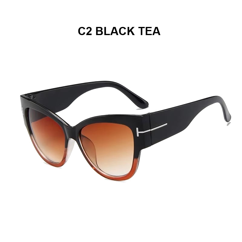 Women Sunglasses New Fashion Brand Designer Cat Eye Female Gradient Points Sun Glasses Big Oculos Feminino De Sol UV400