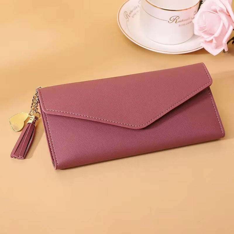 2024 Fashion Women Wallets Simple Zipper Purses Black White Gray Red Long Section Clutch Wallet Soft PU Leather Money Bag