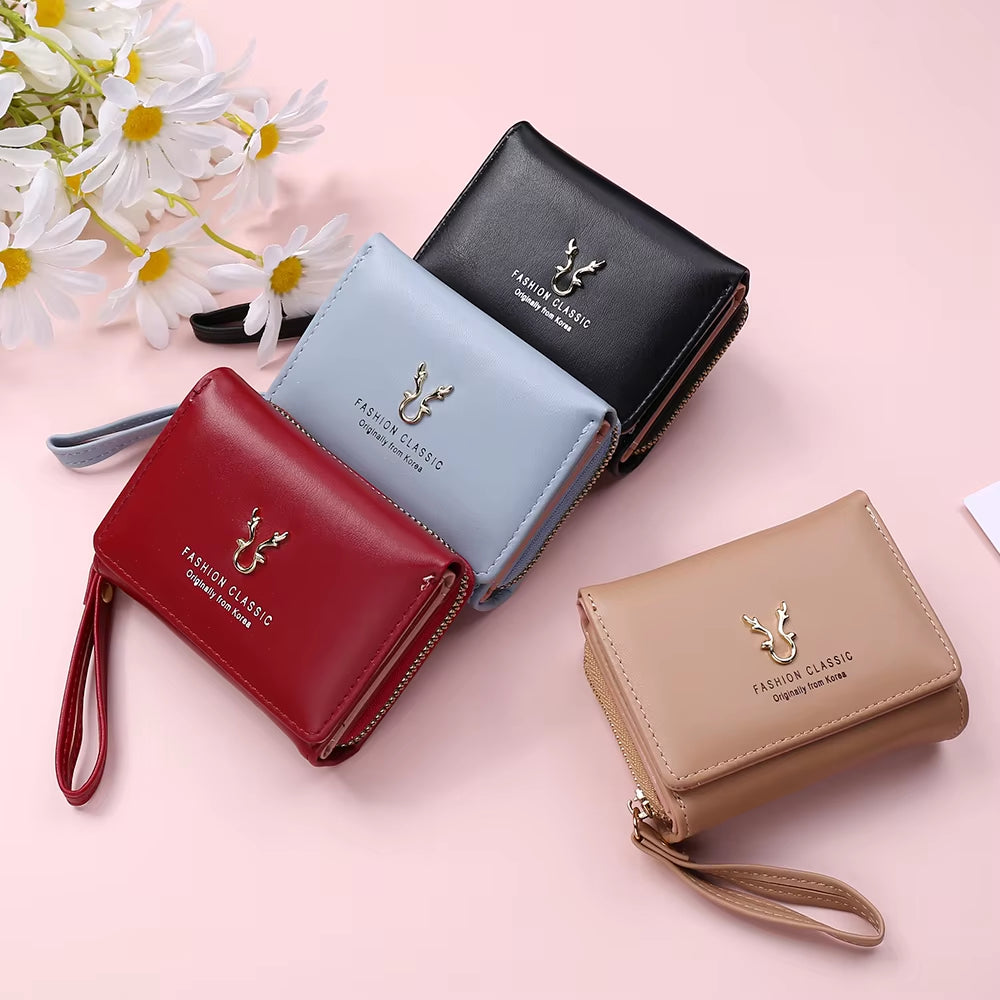 Luxury Brand Women'S Small Wallet Female Card Holder Short Wallets with Coin Purse for Woman Ladies PU Leather Hasp Mini Clutch