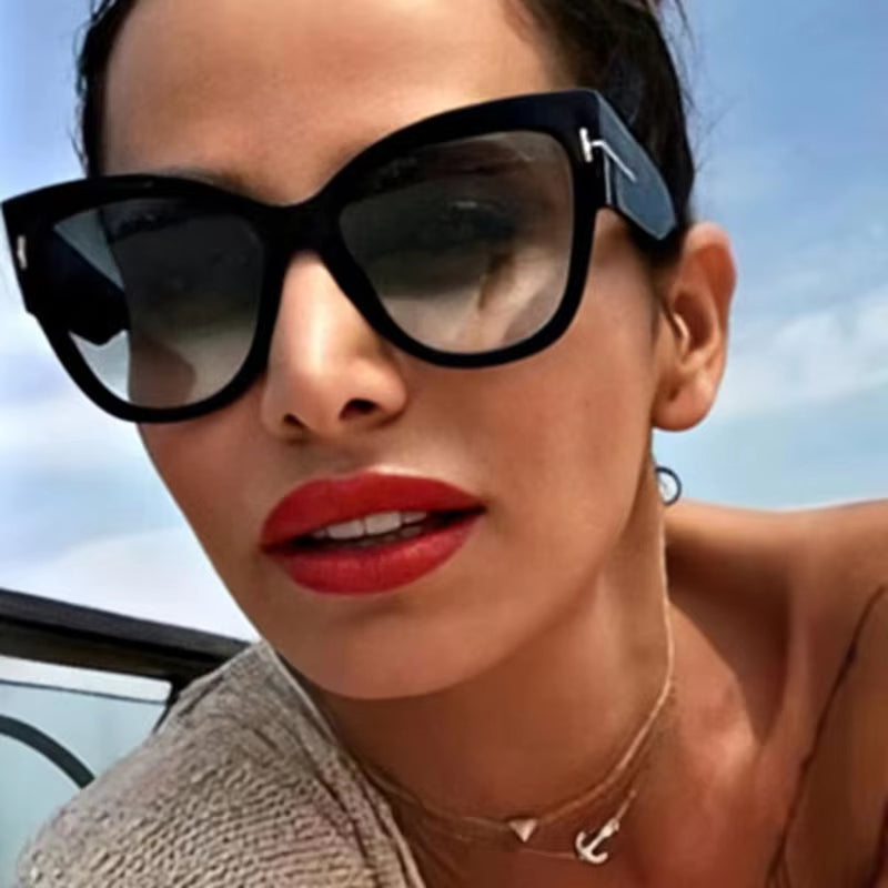Women Sunglasses New Fashion Brand Designer Cat Eye Female Gradient Points Sun Glasses Big Oculos Feminino De Sol UV400