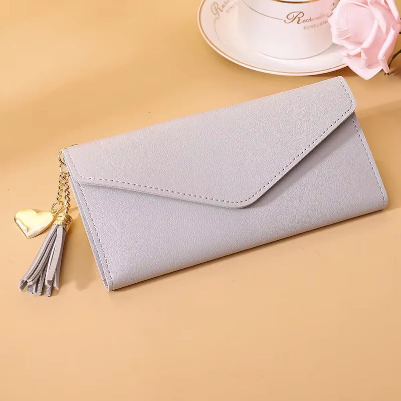 2024 Fashion Women Wallets Simple Zipper Purses Black White Gray Red Long Section Clutch Wallet Soft PU Leather Money Bag
