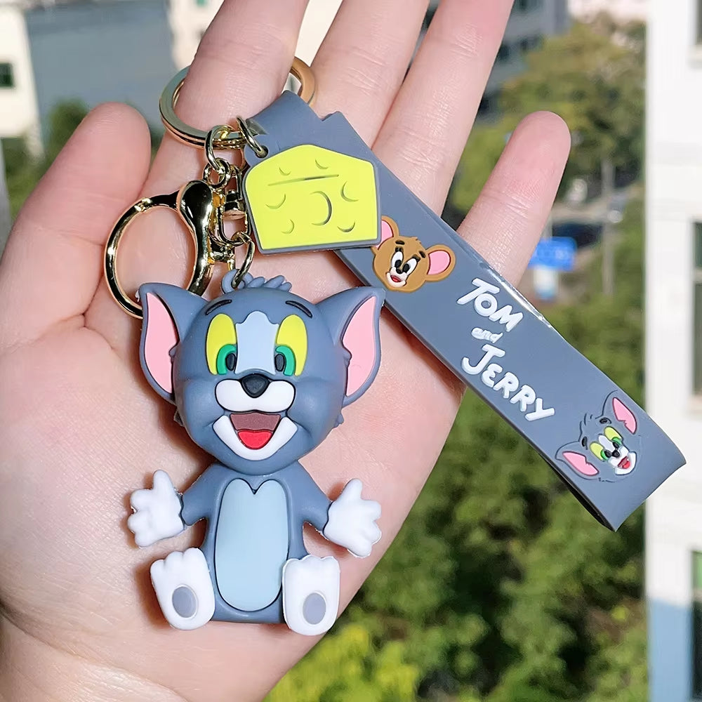Tom and Jerry Anime Cartoon Ornament Keychain Car Key Bag Pendant Cute Cat and Mouse Action Doll Collectibles Kids Gift Toys