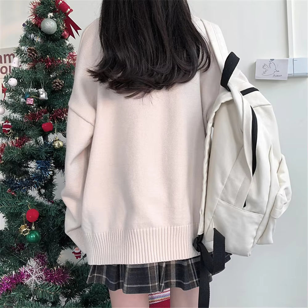 New Sweater Female Outer Wear Sweater Coat School Uniform Japanese Fashion College Loose V-Neck Cardigan 2021 Korean Japanese