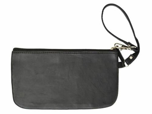 RFID Safe Soft-Sided Premium Leather Zippered Wristlet Wallet.
