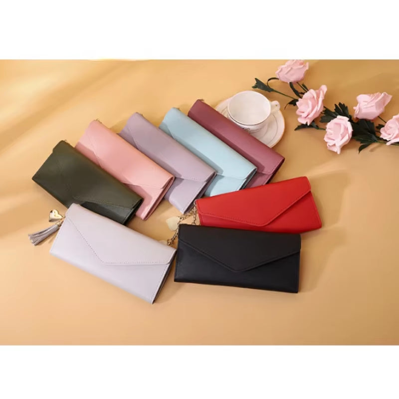2024 Fashion Women Wallets Simple Zipper Purses Black White Gray Red Long Section Clutch Wallet Soft PU Leather Money Bag