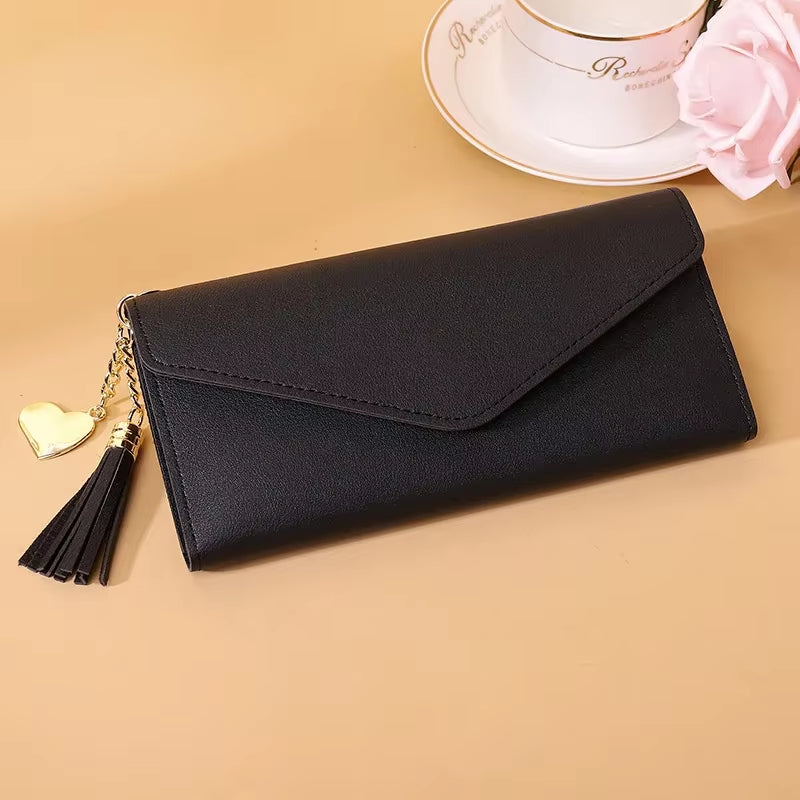 2024 Fashion Women Wallets Simple Zipper Purses Black White Gray Red Long Section Clutch Wallet Soft PU Leather Money Bag
