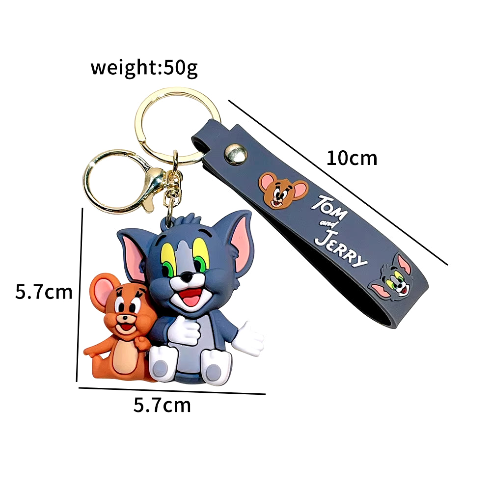 Tom and Jerry Anime Cartoon Ornament Keychain Car Key Bag Pendant Cute Cat and Mouse Action Doll Collectibles Kids Gift Toys