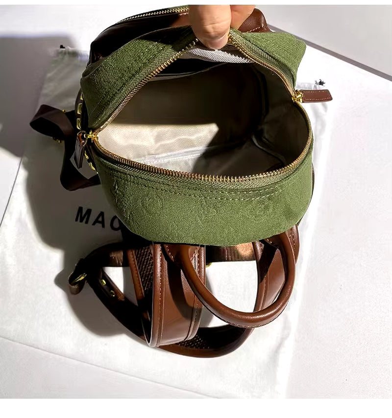 Autumn Floral Cowhide Genuine Leather Fashion Backpack High Quality Women'S Handbag Shoulder Bag Lady Purse Female Casual Bag