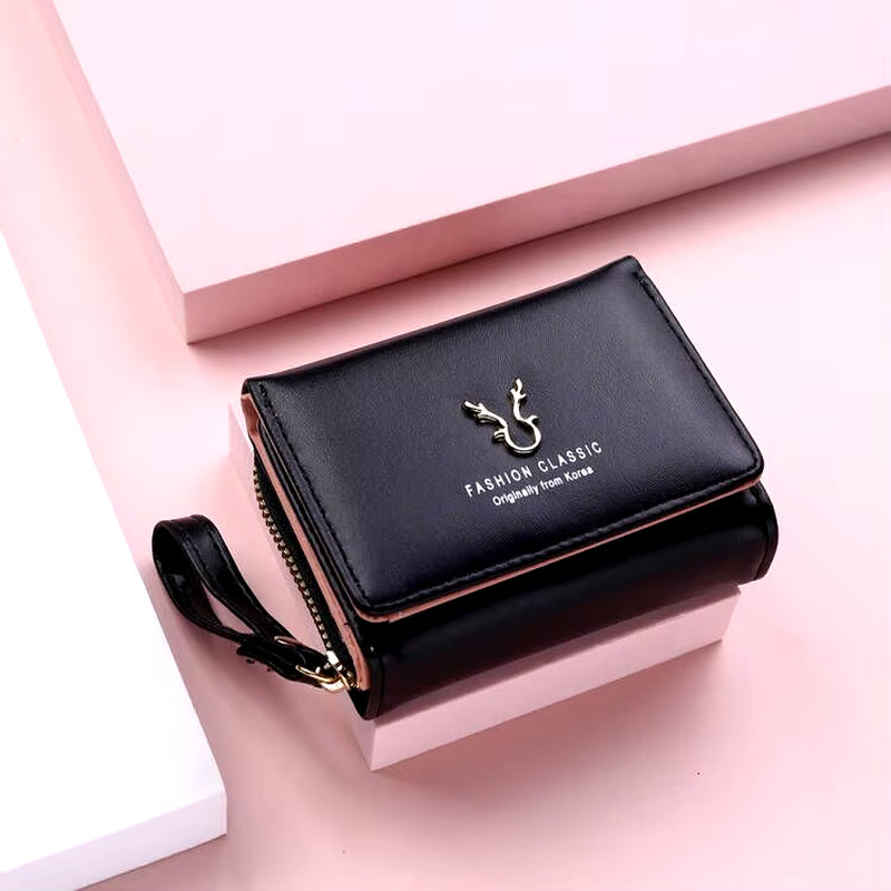 Luxury Brand Women'S Small Wallet Female Card Holder Short Wallets with Coin Purse for Woman Ladies PU Leather Hasp Mini Clutch