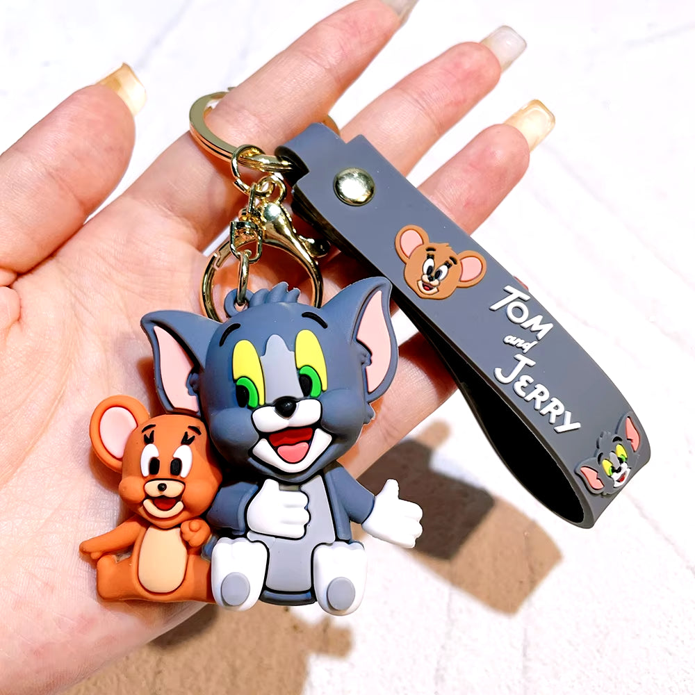 Tom and Jerry Anime Cartoon Ornament Keychain Car Key Bag Pendant Cute Cat and Mouse Action Doll Collectibles Kids Gift Toys