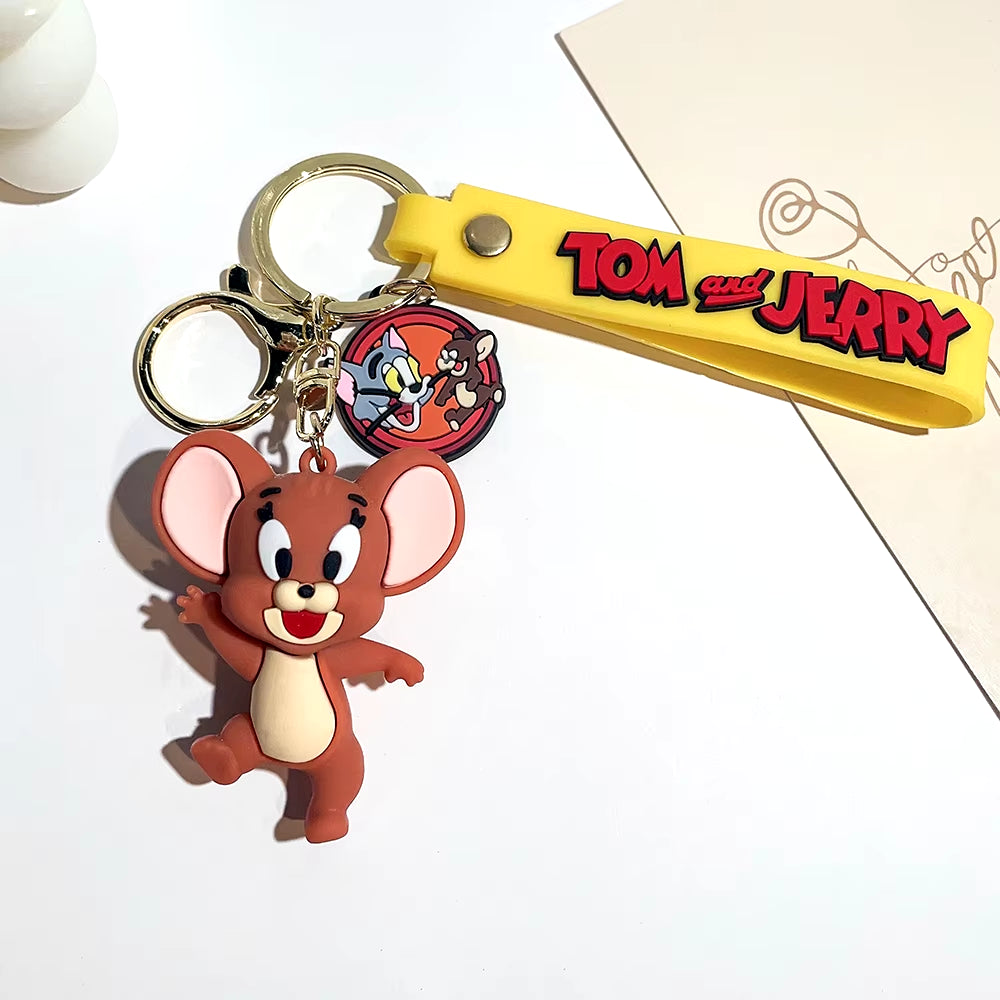 Tom and Jerry Anime Cartoon Ornament Keychain Car Key Bag Pendant Cute Cat and Mouse Action Doll Collectibles Kids Gift Toys