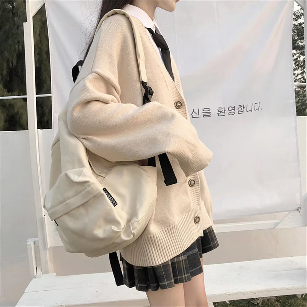 New Sweater Female Outer Wear Sweater Coat School Uniform Japanese Fashion College Loose V-Neck Cardigan 2021 Korean Japanese