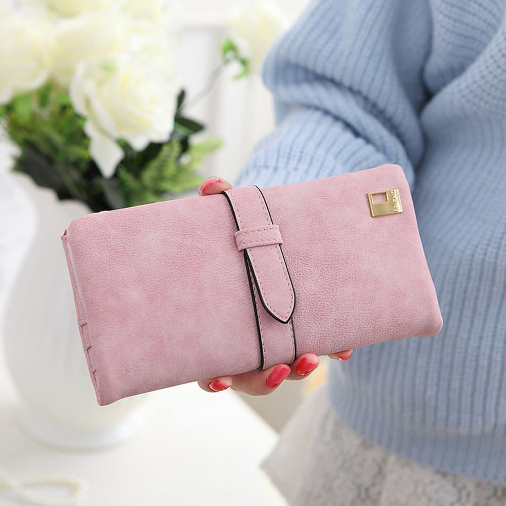 Womens Ladies Suede Leather Clutch Wallet Long Card Holder Case Purse Handbag US
