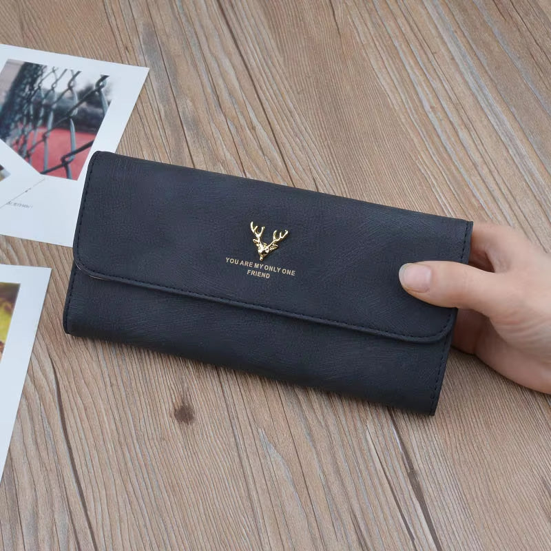 Women'S Photo Engraved Trifold Photo Wallet Women'S Wallet Long Scrub Retro Multi-Function Clasp Clutch Cover High Capacity