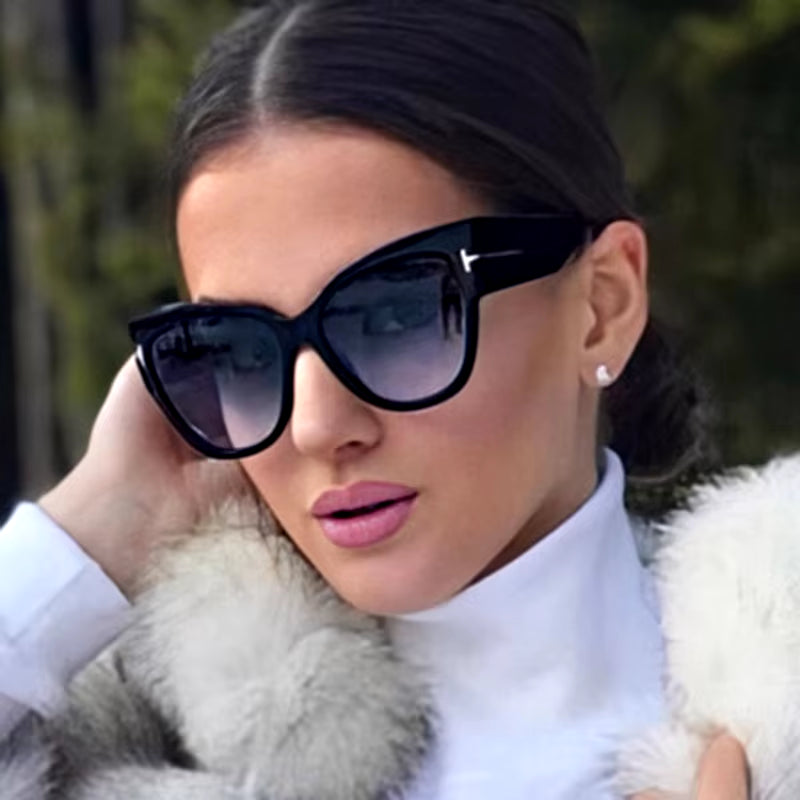 Women Sunglasses New Fashion Brand Designer Cat Eye Female Gradient Points Sun Glasses Big Oculos Feminino De Sol UV400
